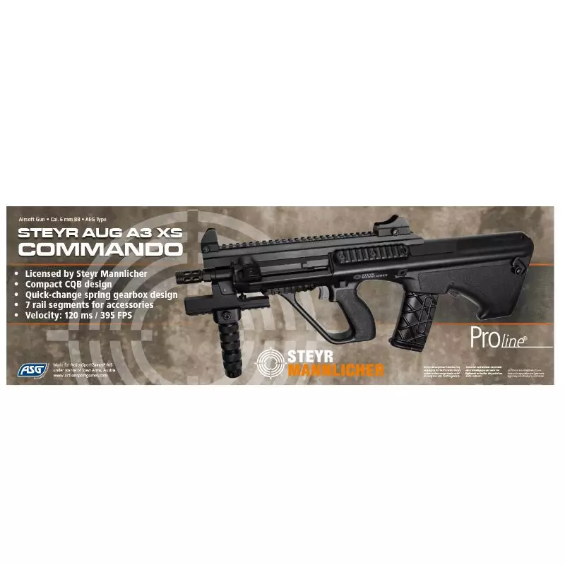 ASG STEYR AUG A3 XS COMMANDO AIRSOFT RIFLE Black - 6mm BB / 1.4J