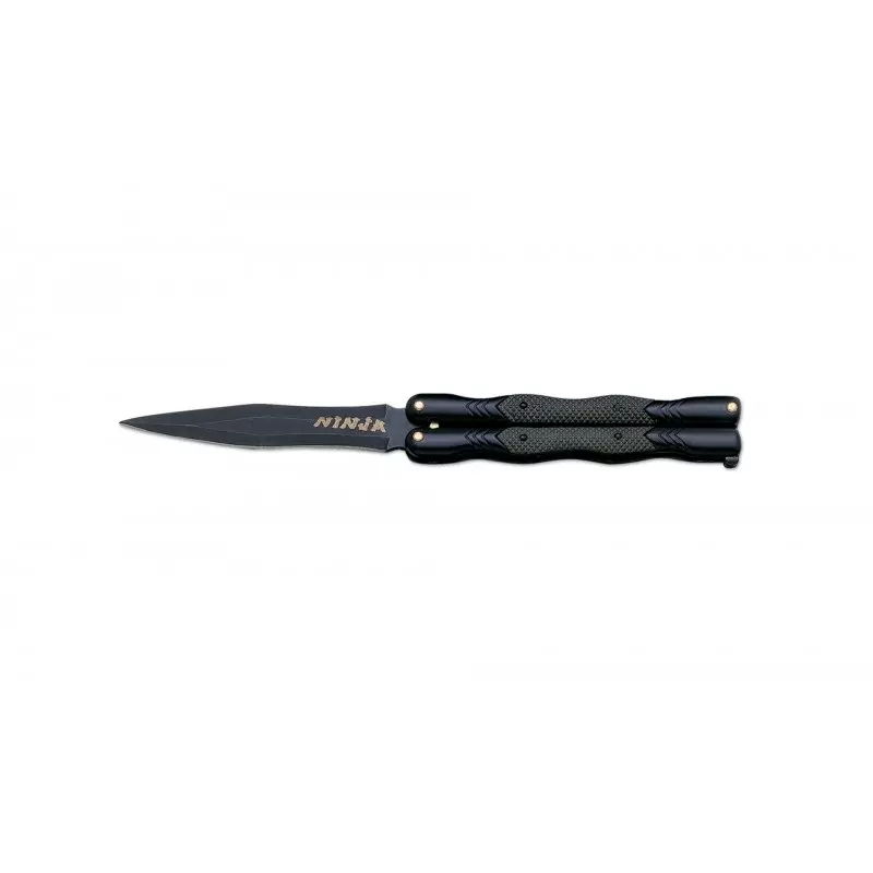 CUDEMAN NINJA BUTTERFLY KNIFE BLACK STEEL 12.5CM