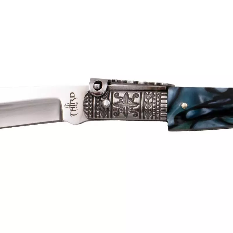 THIRD FOLDING KNIFE SPANISH OPENING AZURE BLUE BLADE 11CM