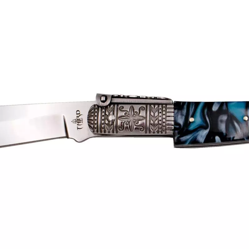 THIRD FOLDING KNIFE SPANISH OPENING AZURE BLUE BLADE 15CM
